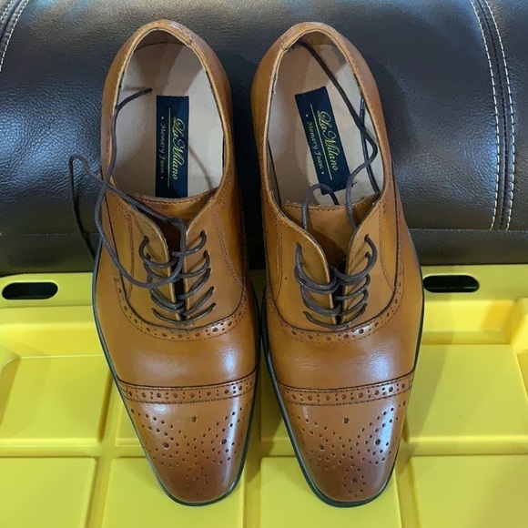 La Milano Mens Leather Cap Toe Lace up Oxford Classic Modern Business Sh… - Picture 10 of 11